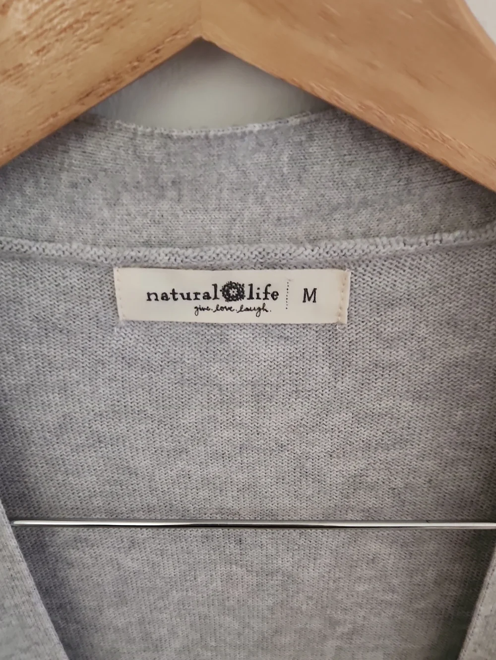 NATURAL LIFE Live Happy Light Gray Color Block Button Down Cardigan Medium